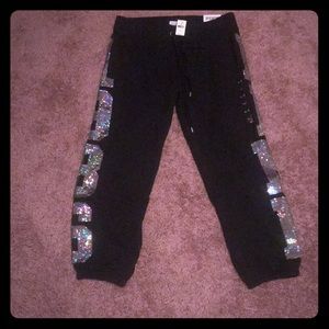 Victoria secret (pink) crop black sweat pant